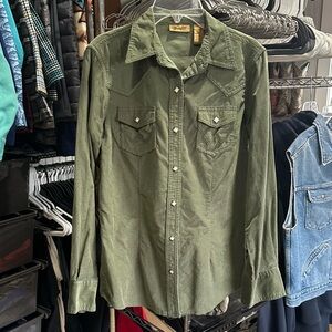 Wrangler Olive Green Western Button-Down Shirt